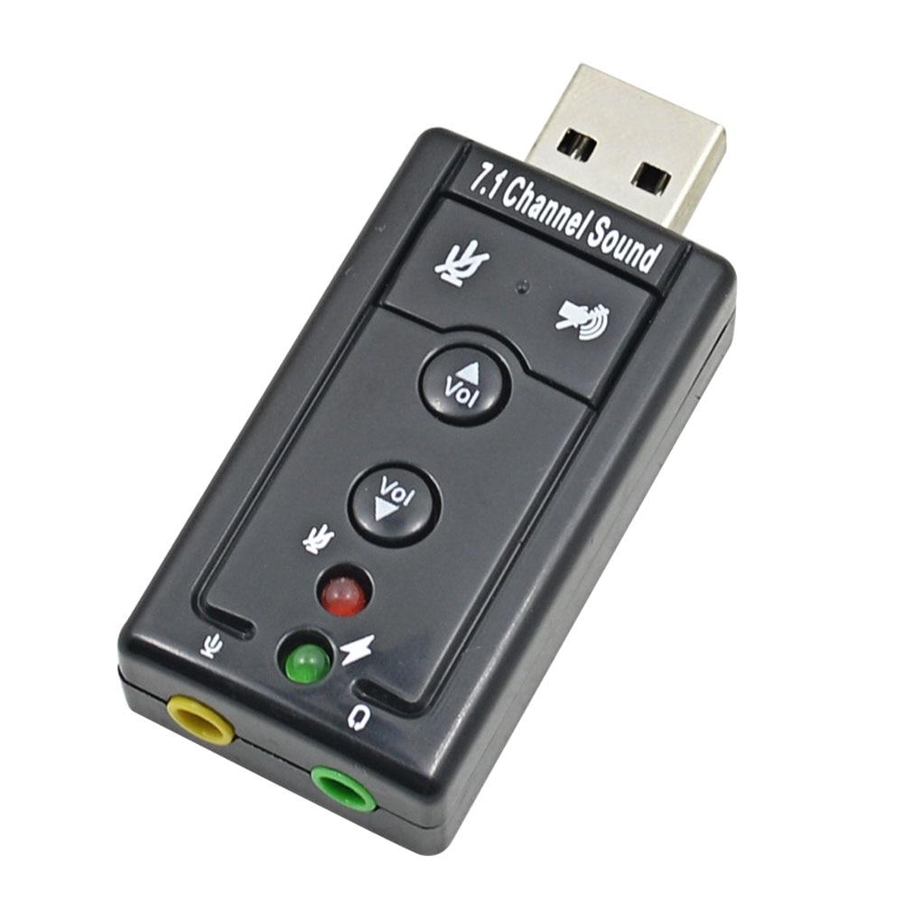 Mini USB 2.0 3D Virtual 480 Mbps External 7.1 Channel Audio Sound Card Adapter- black