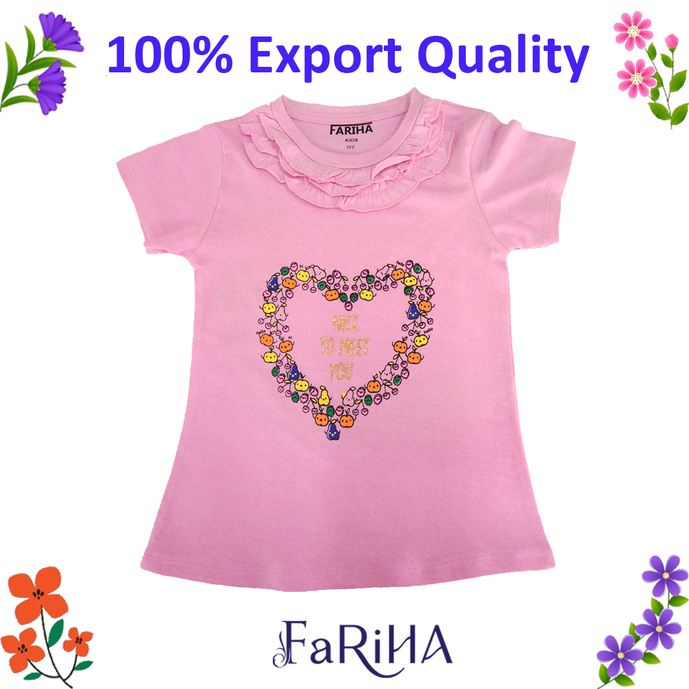 T-Shirt for Girls Half Sleeve Baby 100% Cotton T-Shirt 0-6 Years