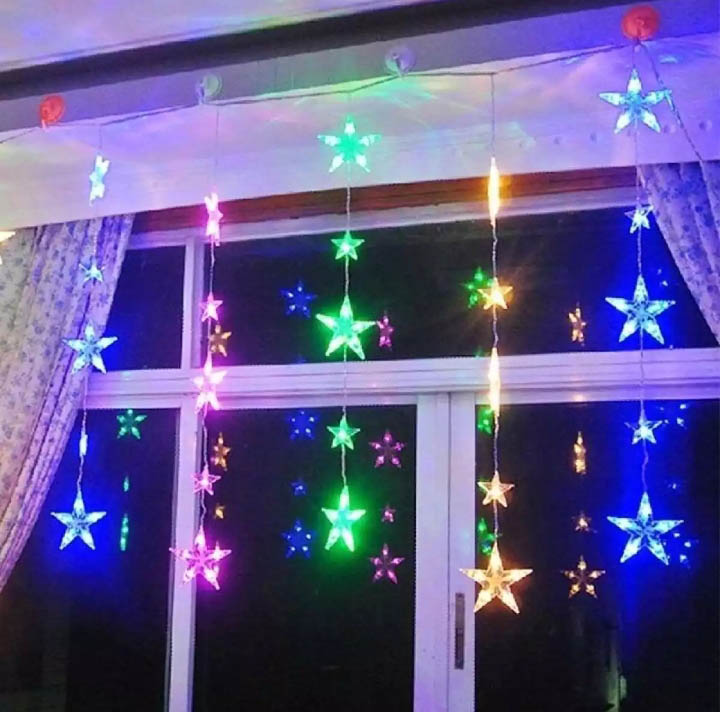 28 Pcs Star Shape Led String Lights Fairy Lights, Christmas Wedding Party Home Decoration Star Shaped Led Lights, String Curtain Window Bedroom Xmas Fairy Lamp Home Decor